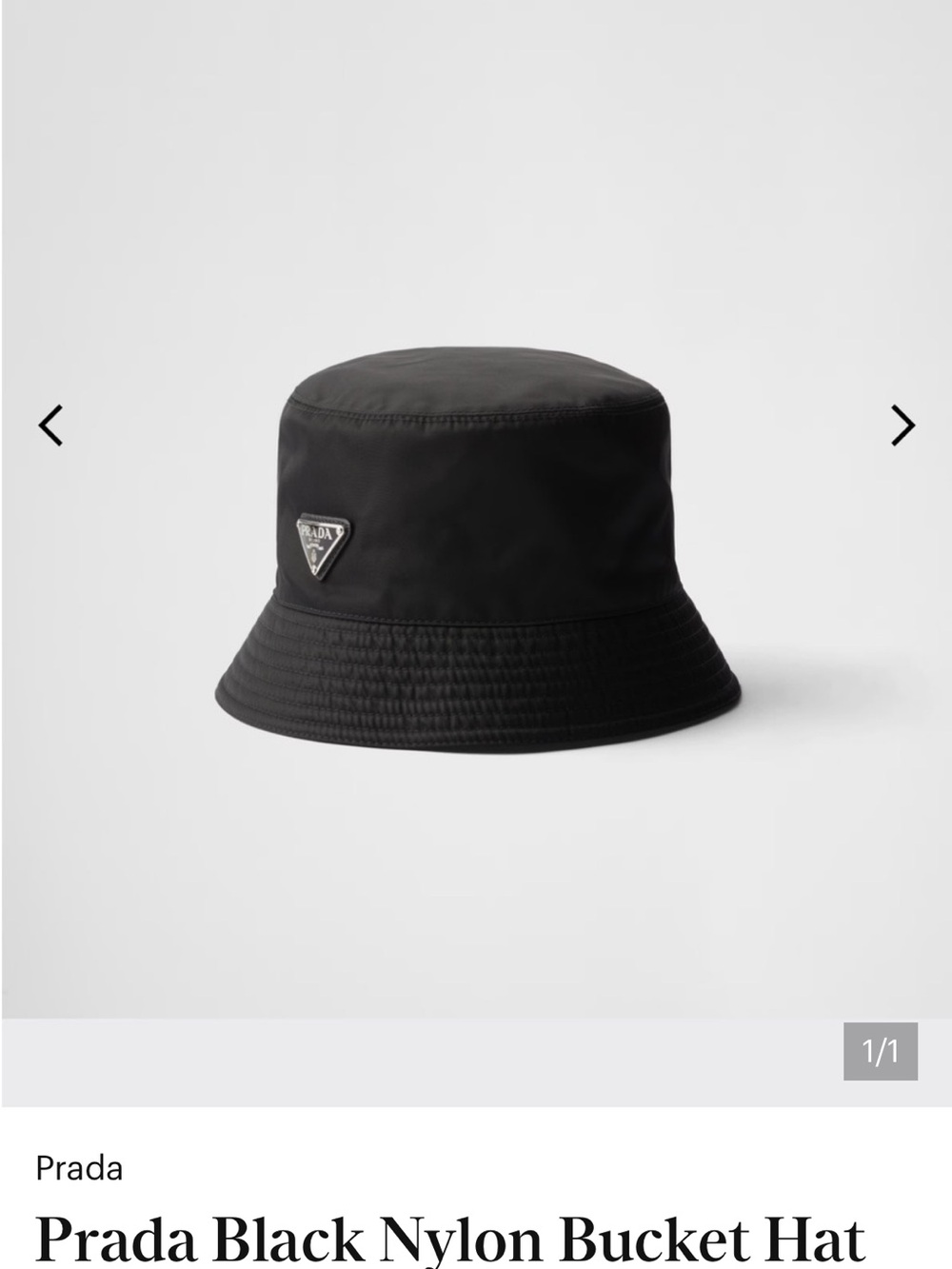 Prada Black Nylon Bucket Hat with Triangle Logo